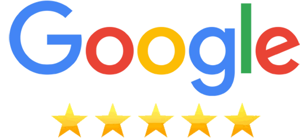 Google logo with five gold stars indicating excellent customer rating for Maryland Dental Specialty Group.