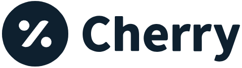 Cherry logo with percentage symbol in dark circle next to text wordmark.
